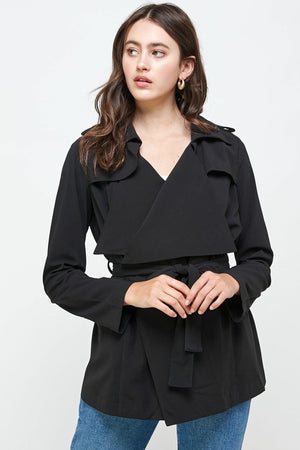 Draped Collar Trench Coat Top