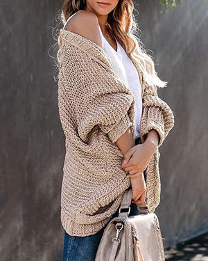 Batwing Sleeve Knitted Cardigan Coat