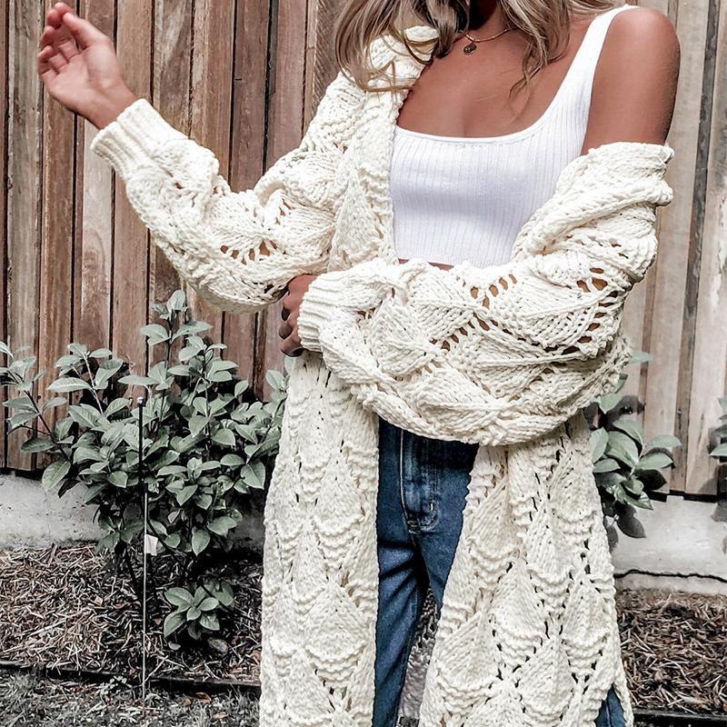 Casual  Cardigan Loose Hollow Sleeves