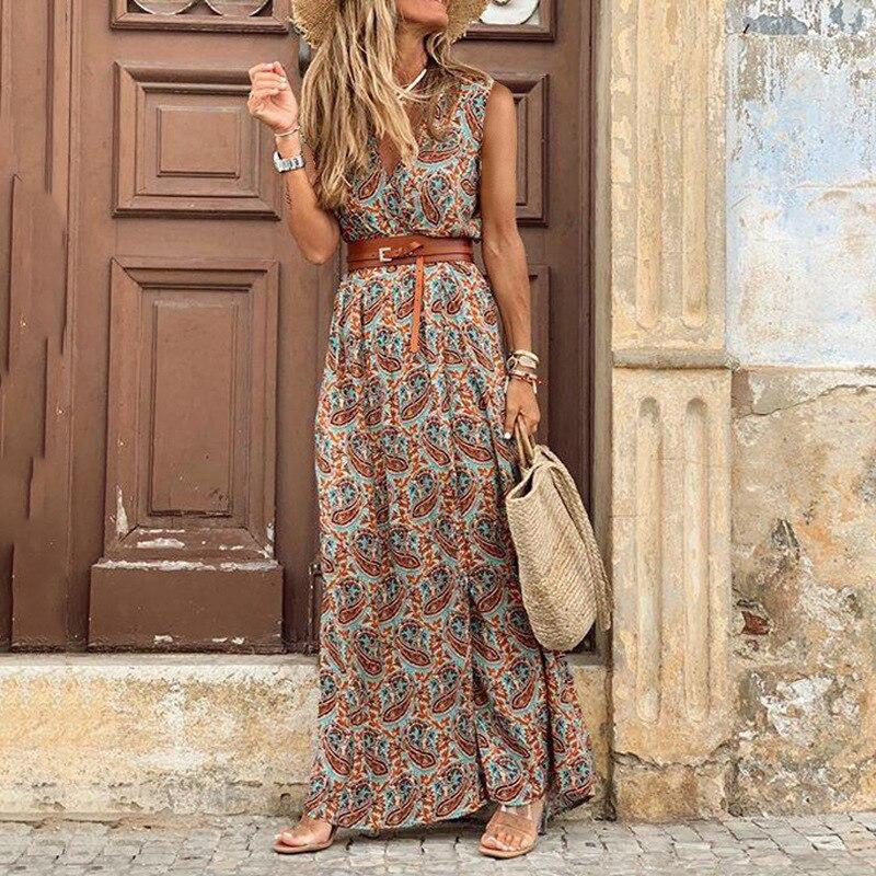 Summer  Short Sleeve Long Dress