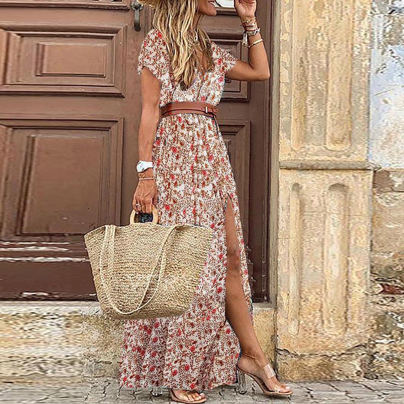 Summer  Short Sleeve Long Dress