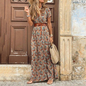 Summer  Short Sleeve Long Dress