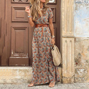 Summer  Short Sleeve Long Dress