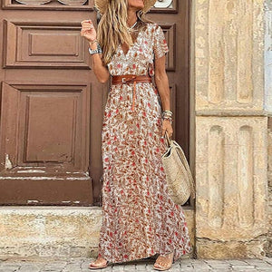 Summer  Short Sleeve Long Dress