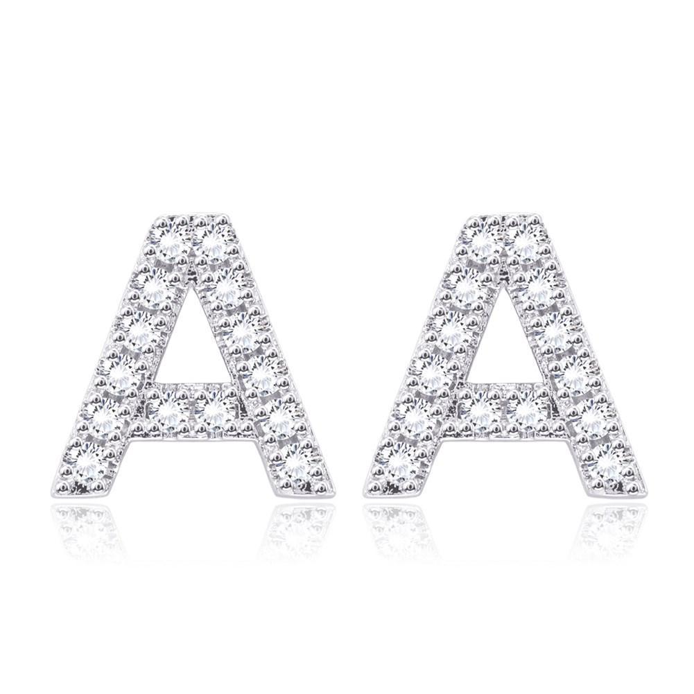 Crystals Pave Letter Stud Monogram Earrings