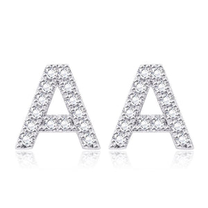 Crystals Pave Letter Stud Monogram Earrings