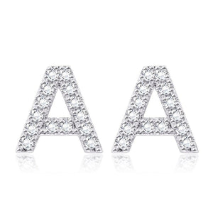 Crystals Pave Letter Stud Monogram Earrings