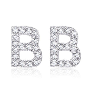 Crystals Pave Letter Stud Monogram Earrings