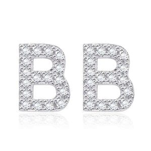 Crystals Pave Letter Stud Monogram Earrings