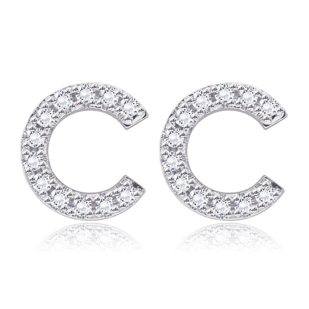 Crystals Pave Letter Stud Monogram Earrings