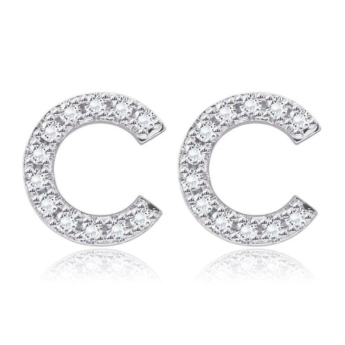 Crystals Pave Letter Stud Monogram Earrings