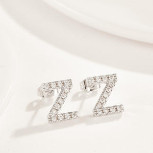 Crystals Pave Letter Stud Monogram Earrings