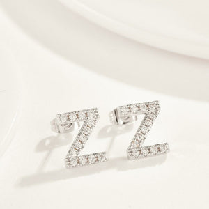 Crystals Pave Letter Stud Monogram Earrings