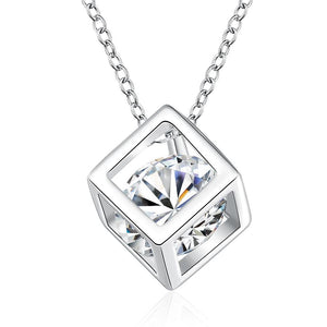 Rubix Cube Necklace in 18K White Gold