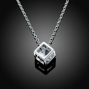 Rubix Cube Necklace in 18K White Gold