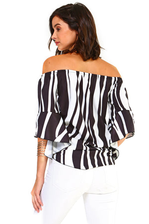 Off-Shoulder Striped Blouse