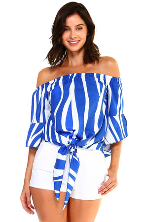 Off-Shoulder Striped Blouse