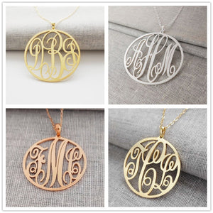 Stainless Steel Customized Monogram Round Necklace