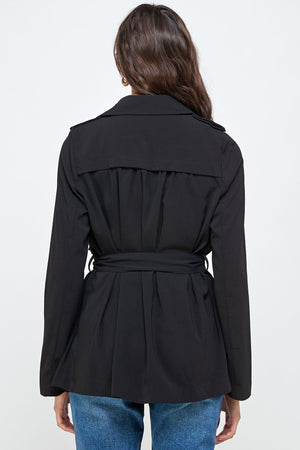 Draped Collar Trench Coat Top