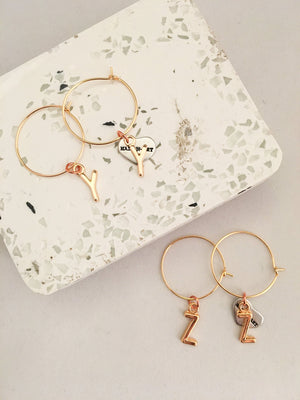 Initial Hoop Earrings Gold