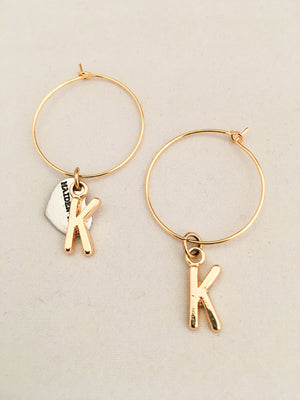 Initial Hoop Earrings Gold