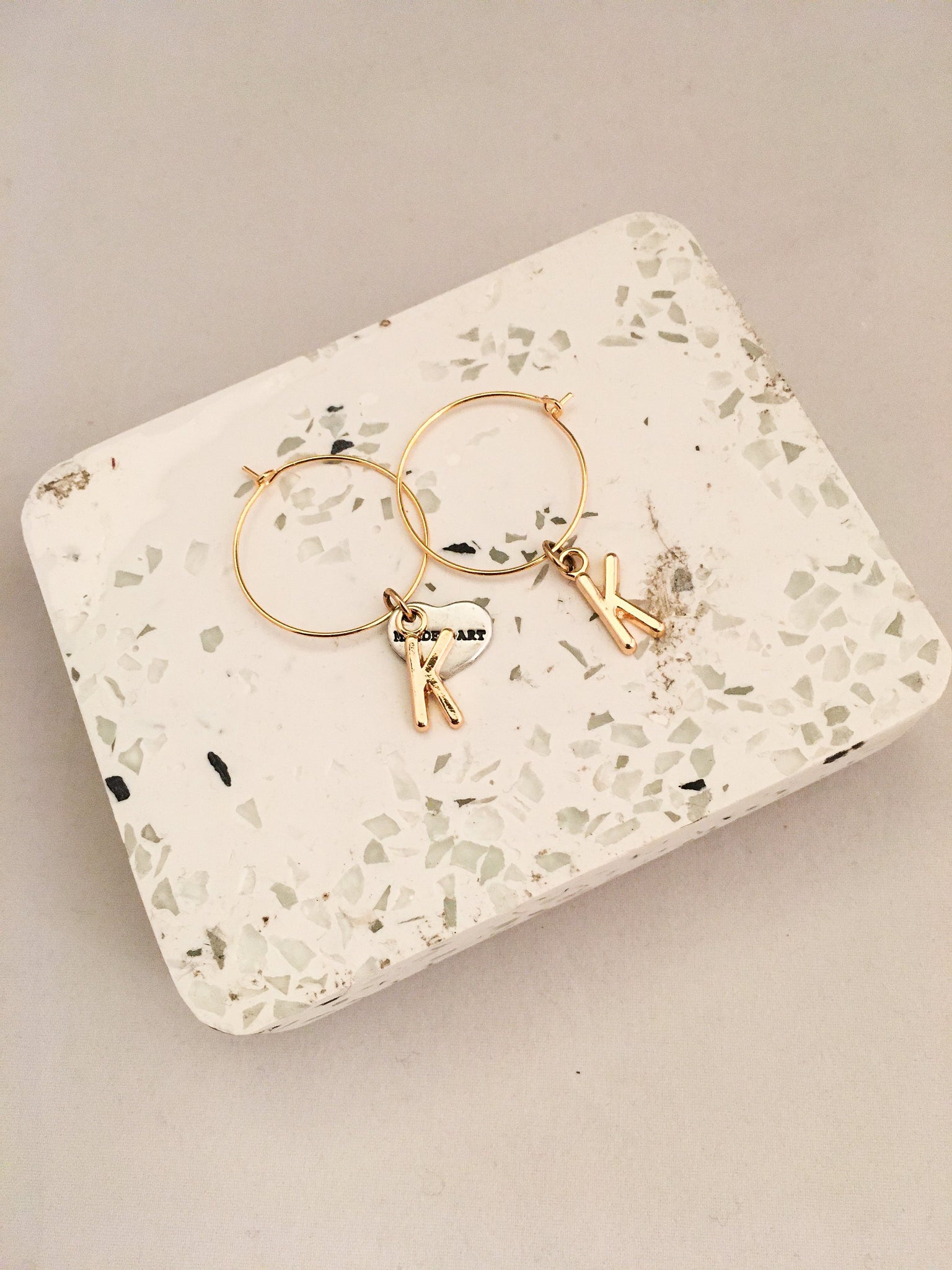 Initial Hoop Earrings Gold