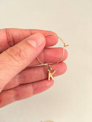 Initial Hoop Earrings Gold