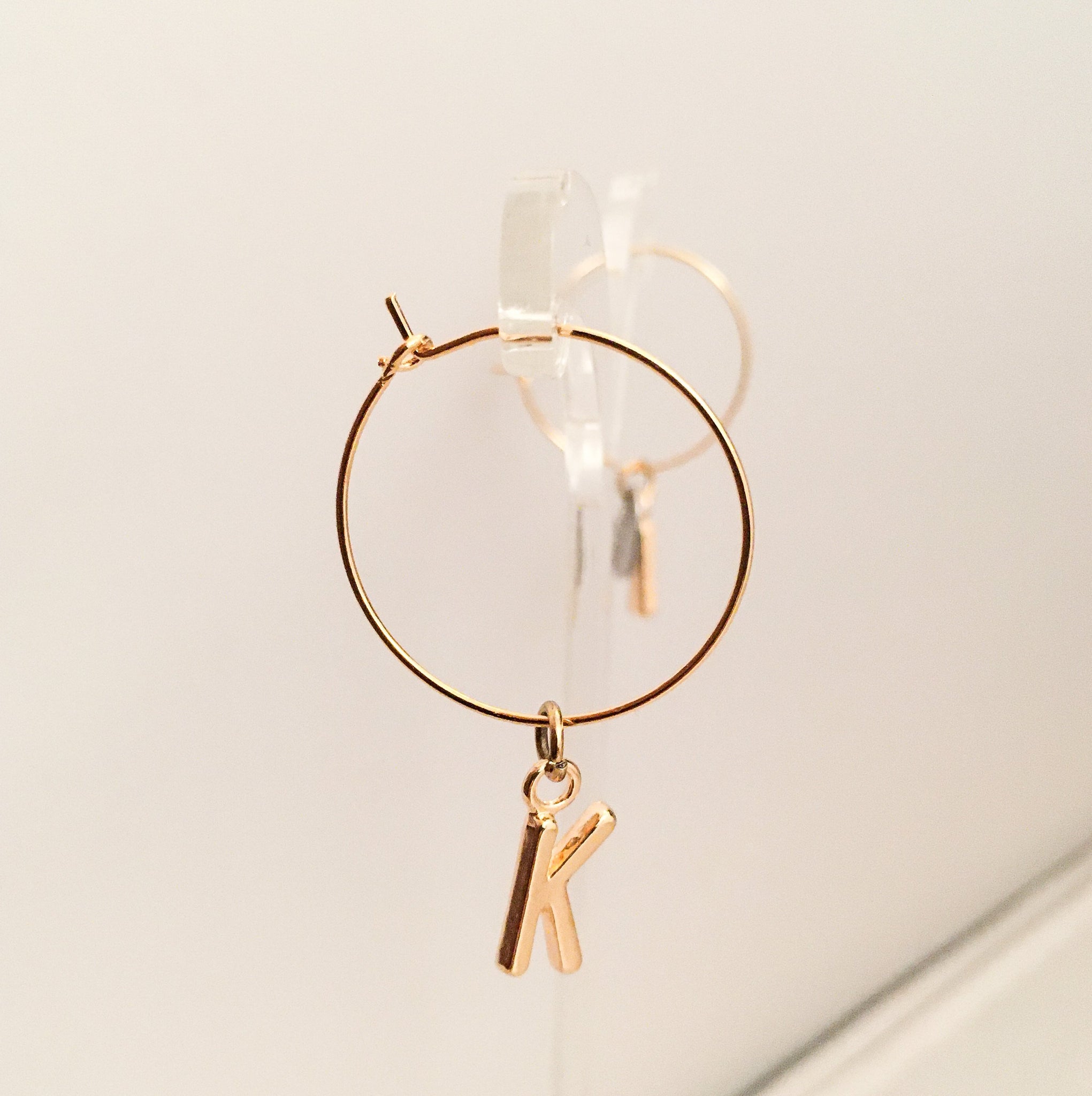 Initial Hoop Earrings Gold