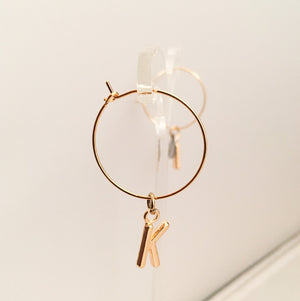 Initial Hoop Earrings Gold