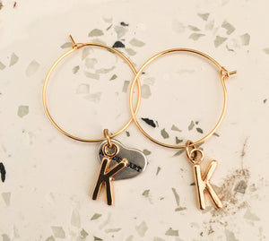 Initial Hoop Earrings Gold